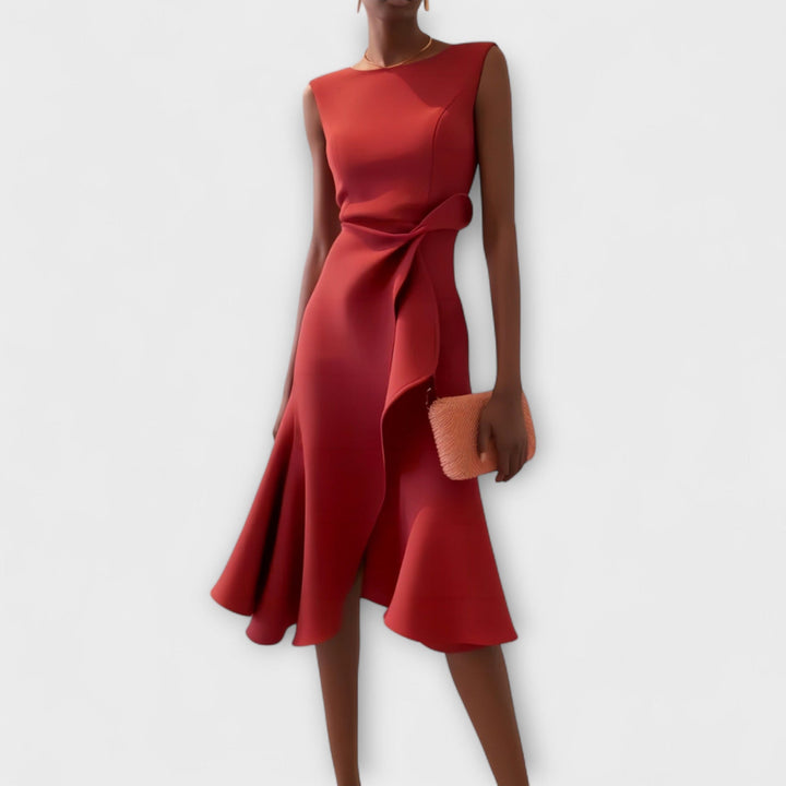 Julissa | Draped Asymmetric Midi Dress