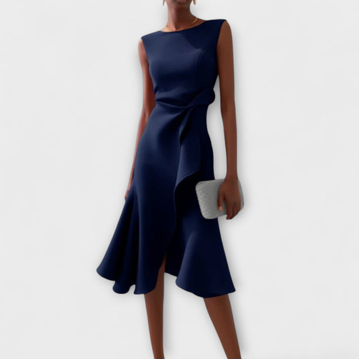 Julissa | Draped Asymmetric Midi Dress