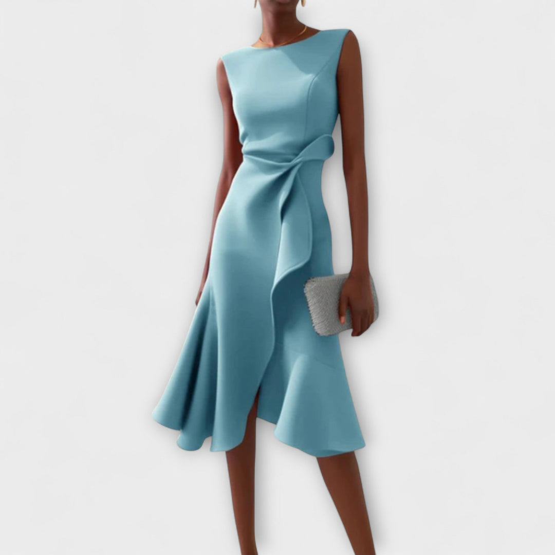 Julissa | Draped Asymmetric Midi Dress