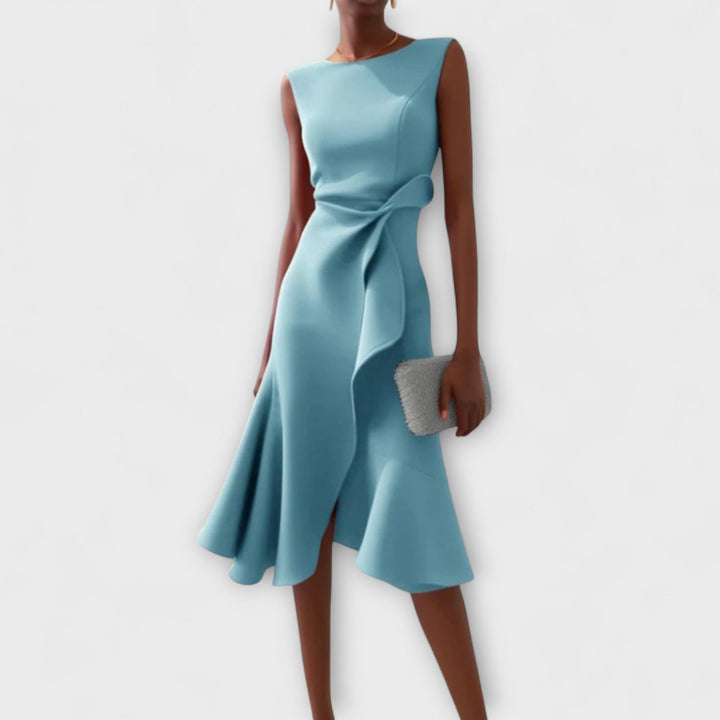 Julissa | Draped Asymmetric Midi Dress