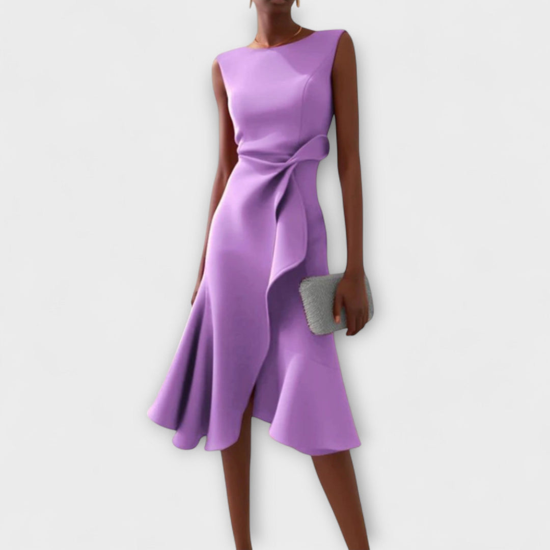 Julissa | Draped Asymmetric Midi Dress