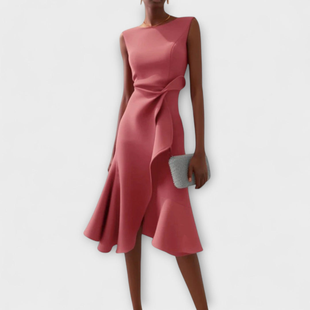 Julissa | Draped Asymmetric Midi Dress