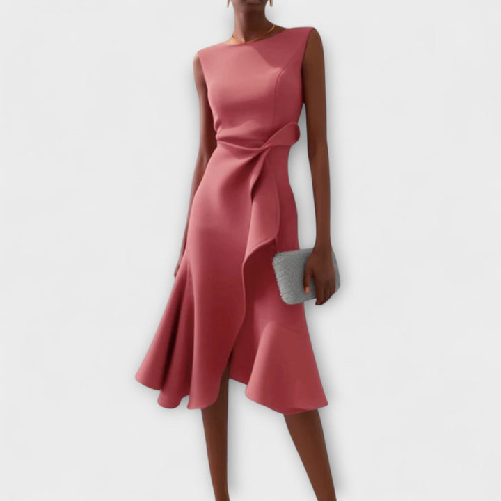 Julissa | Draped Asymmetric Midi Dress