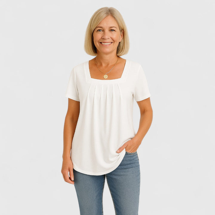 Lianna – Pleated Square Neck Top