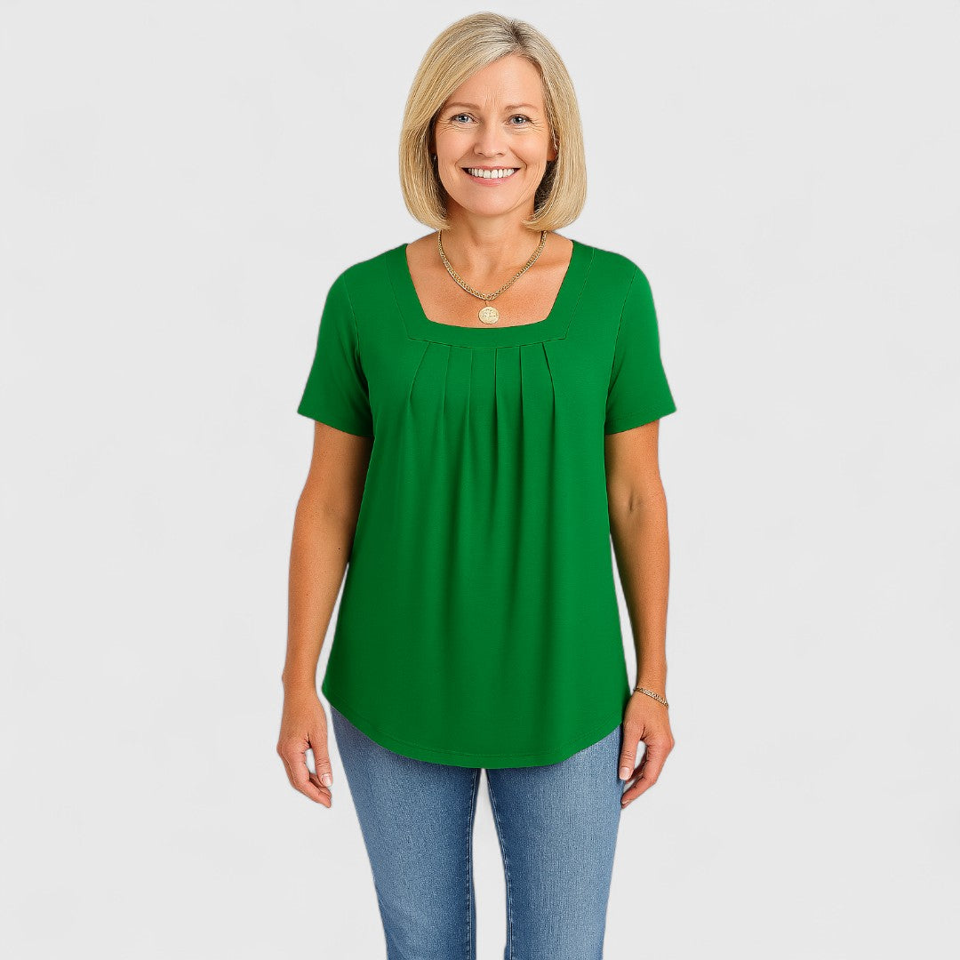 Lianna – Pleated Square Neck Top