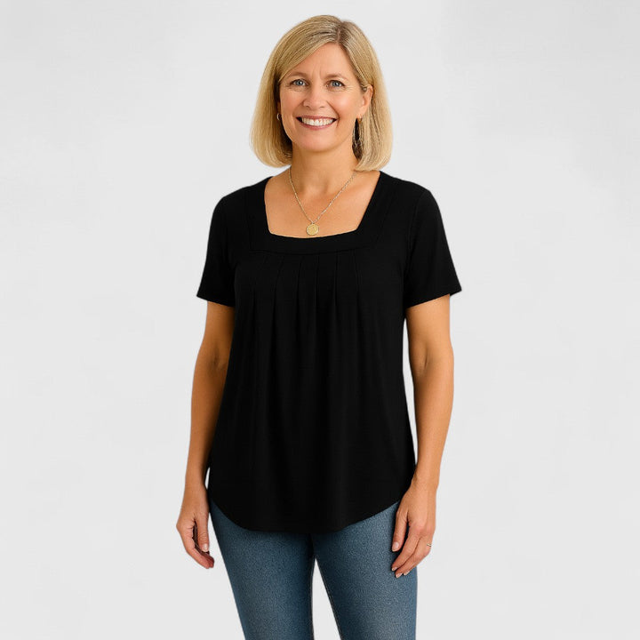 Lianna – Pleated Square Neck Top