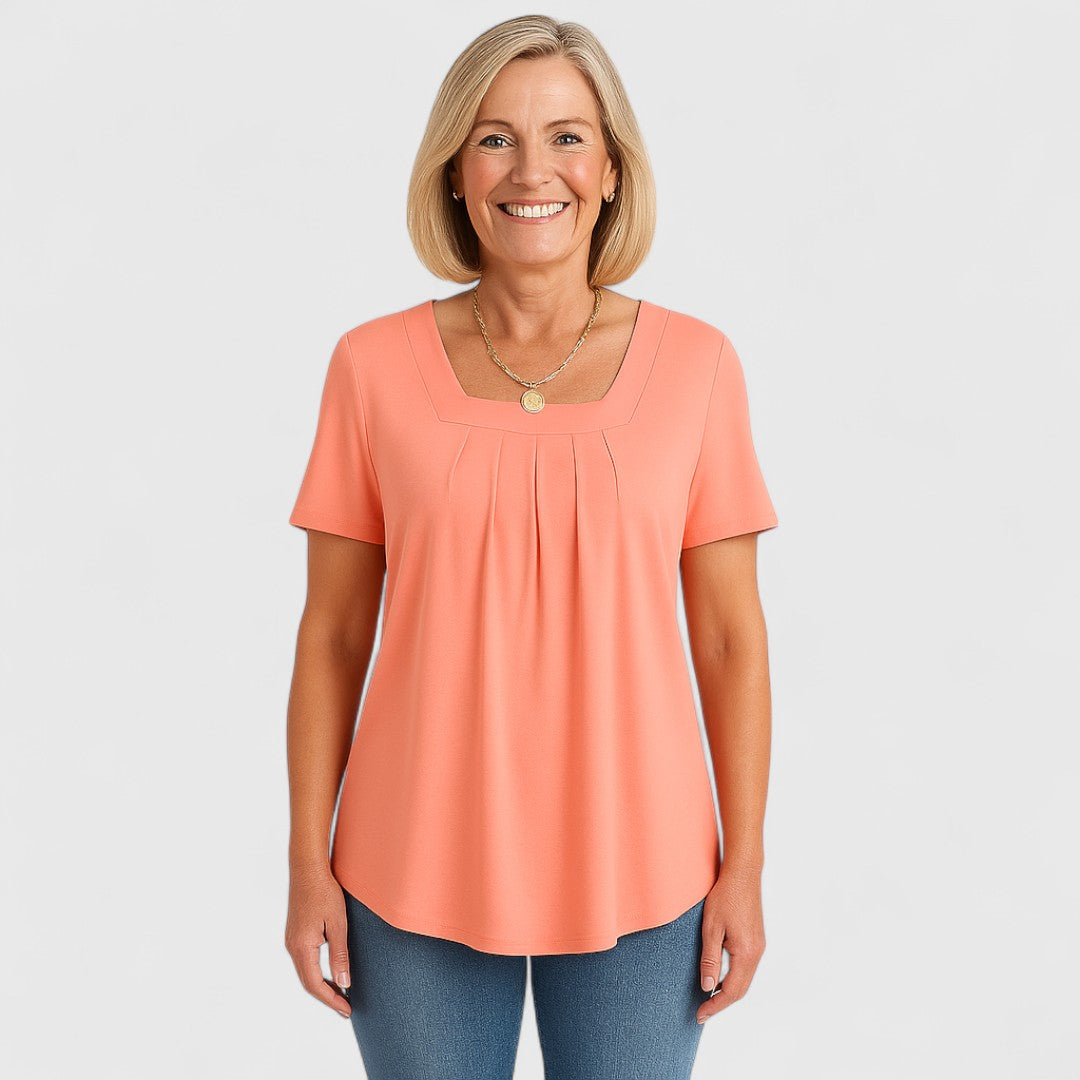 Lianna – Pleated Square Neck Top
