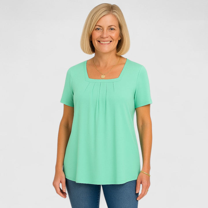 Lianna – Pleated Square Neck Top