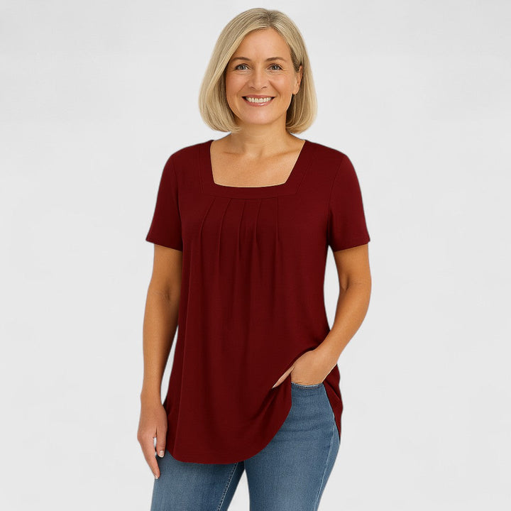 Lianna – Pleated Square Neck Top