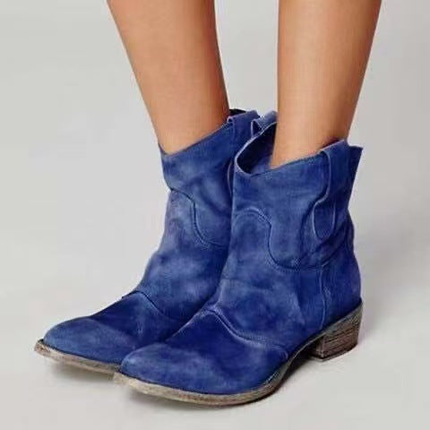Faye | Suede Western Ankle Boots