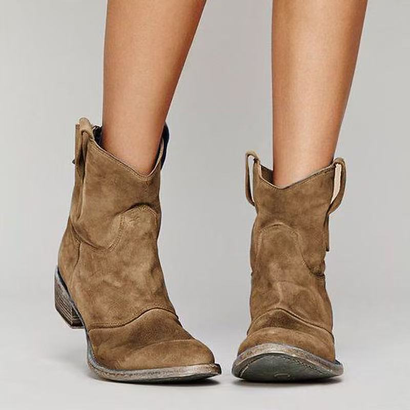 Faye | Suede Western Ankle Boots