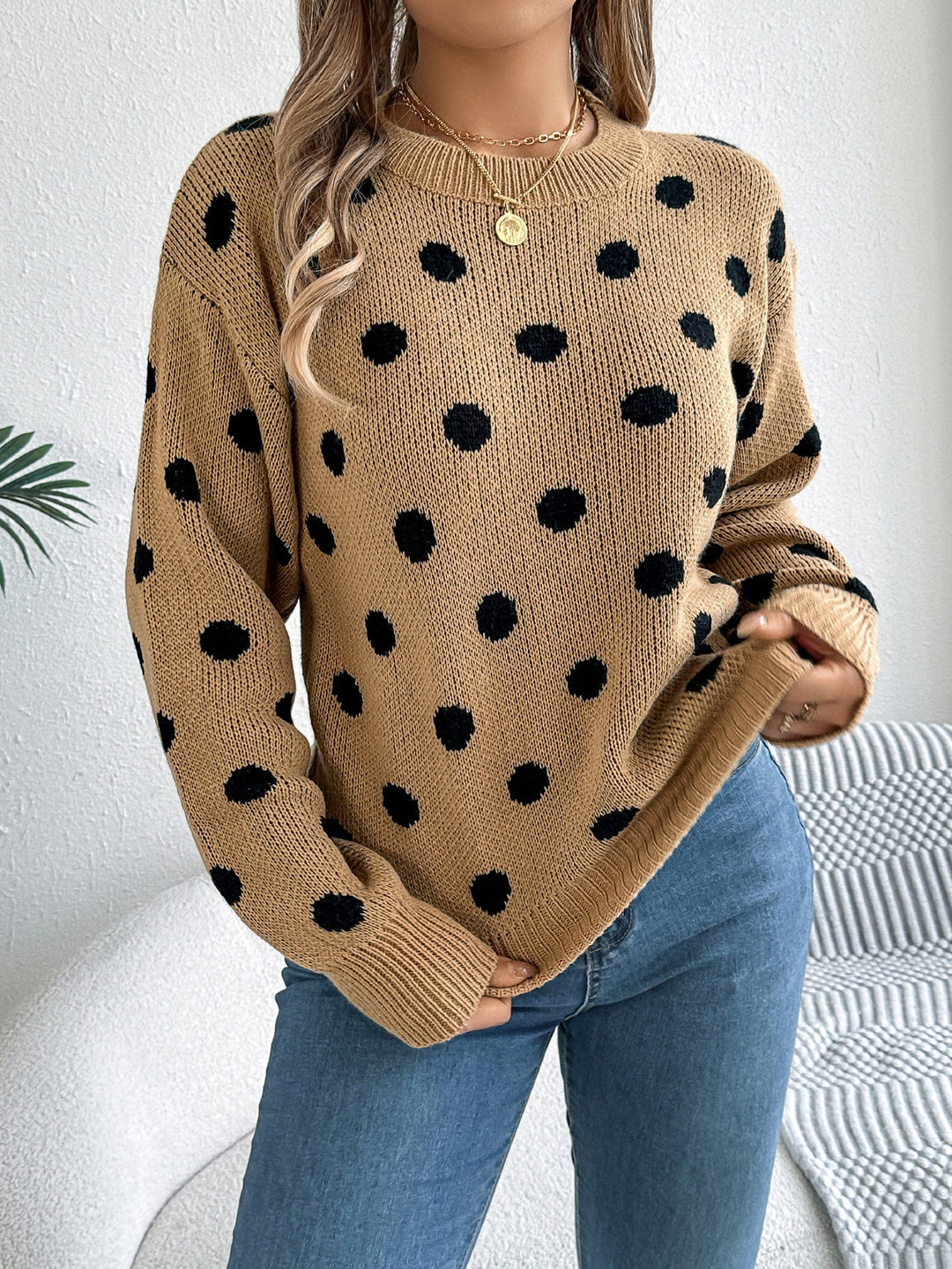 Nathalie – Polka Dot Knit Sweater