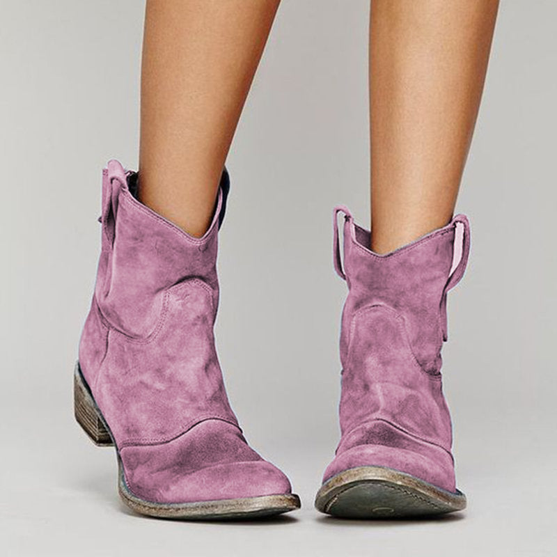 Faye | Suede Western Ankle Boots