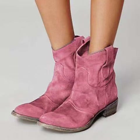 Faye | Suede Western Ankle Boots