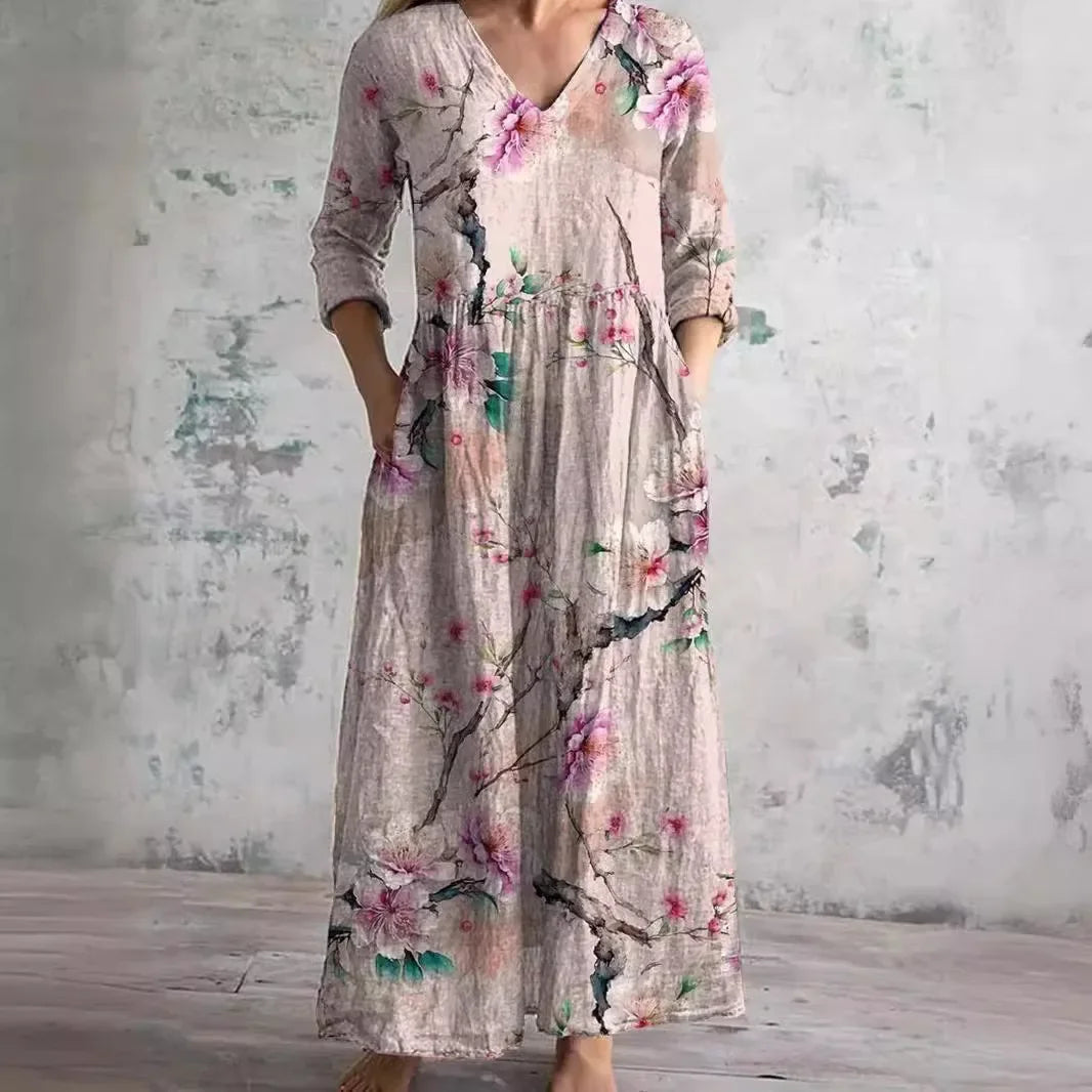Saoirse | Floral Print Midi Casual Dress