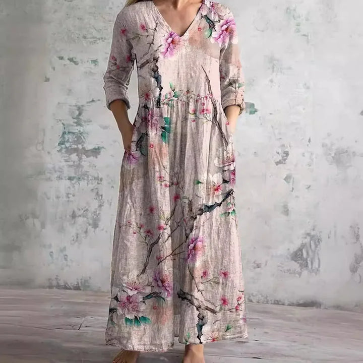 Saoirse | Floral Print Midi Casual Dress