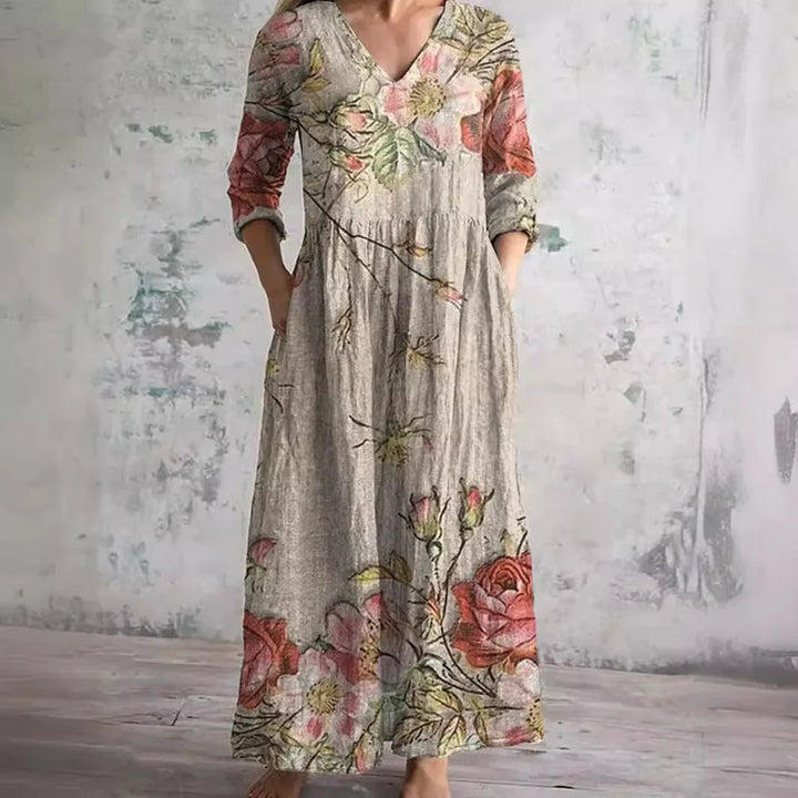 Saoirse | Floral Print Midi Casual Dress