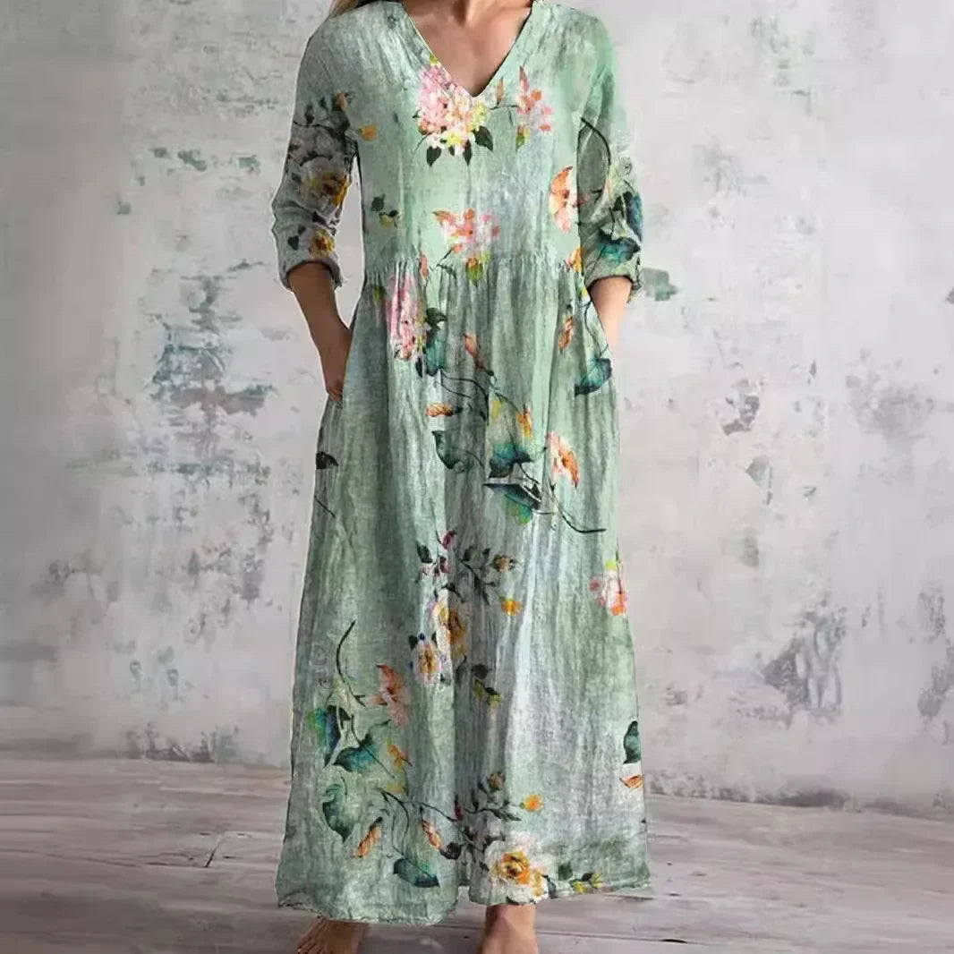 Saoirse | Floral Print Midi Casual Dress
