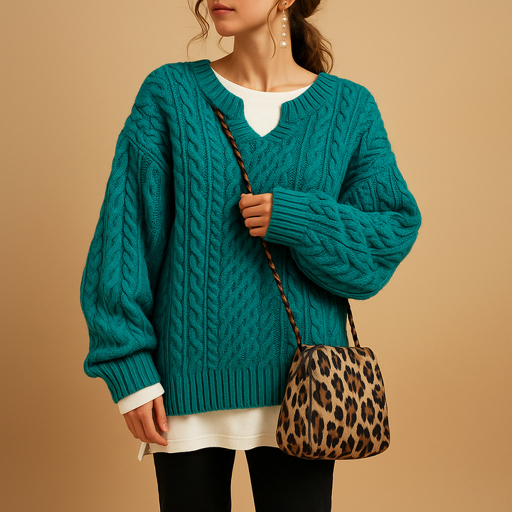 Breathable knitted V-neck sweater for women | Linde