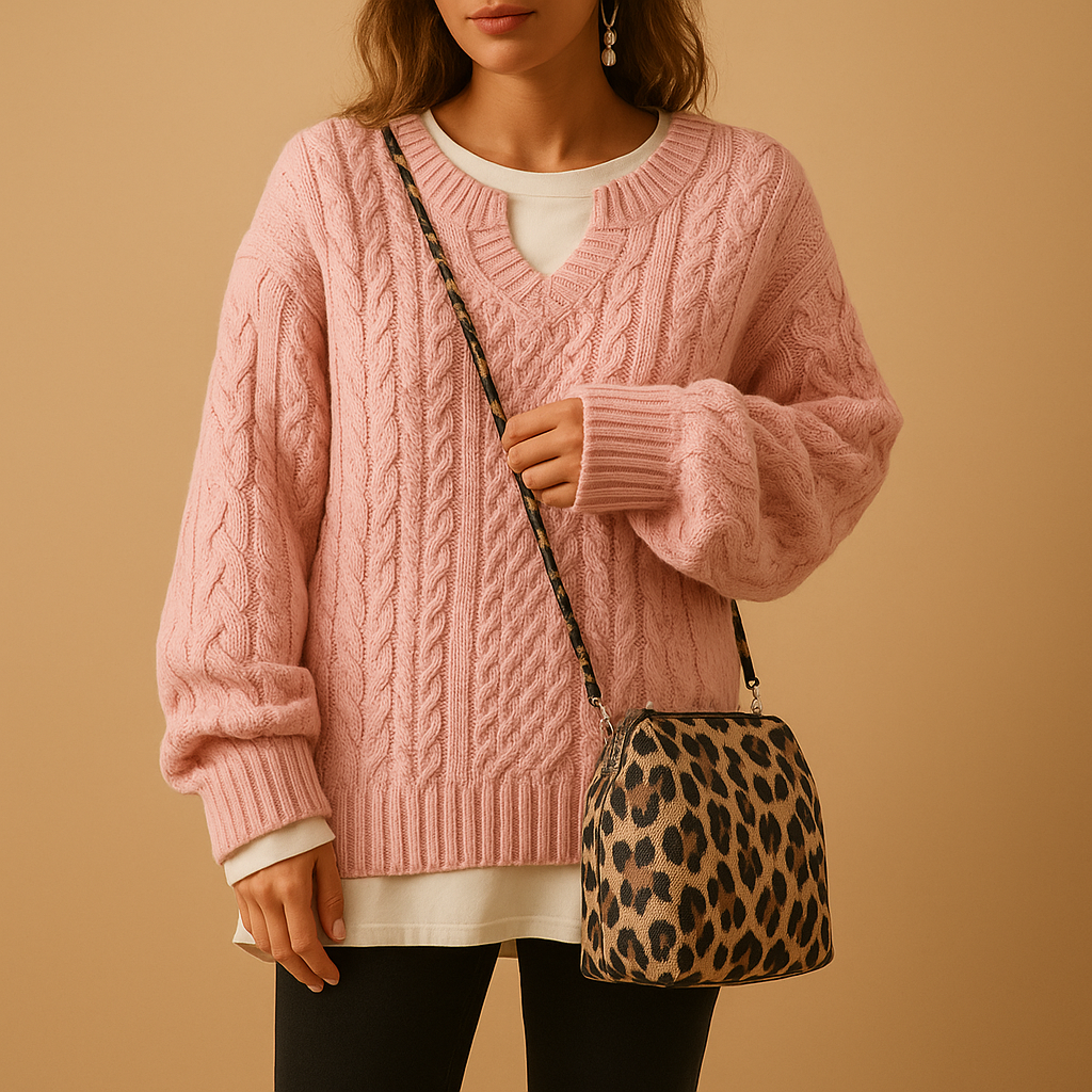 Breathable knitted V-neck sweater for women | Linde
