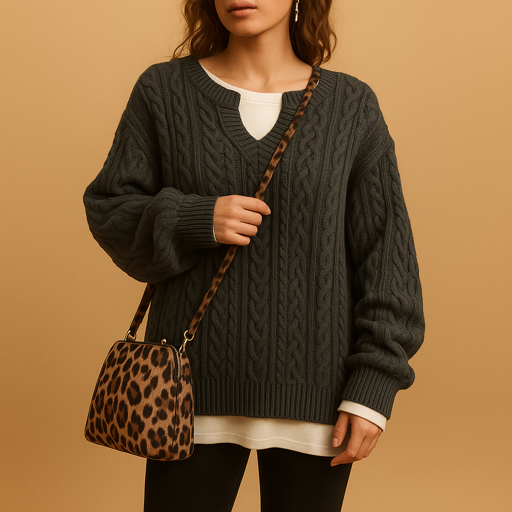 Breathable knitted V-neck sweater for women | Linde