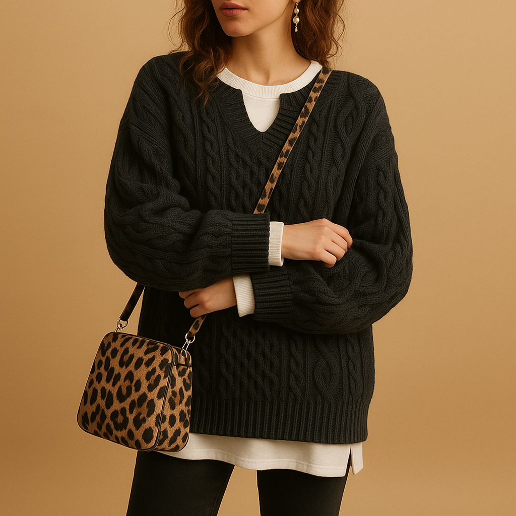 Breathable knitted V-neck sweater for women | Linde