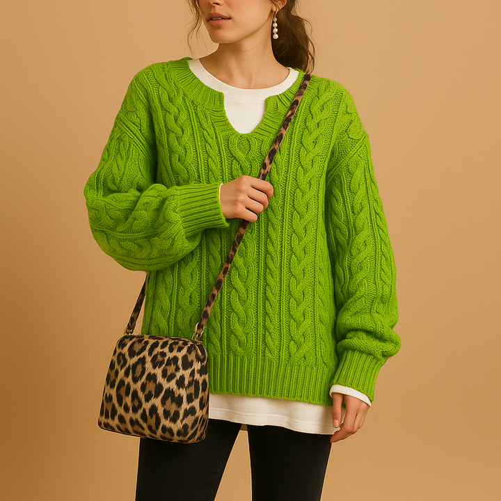 Breathable knitted V-neck sweater for women | Linde