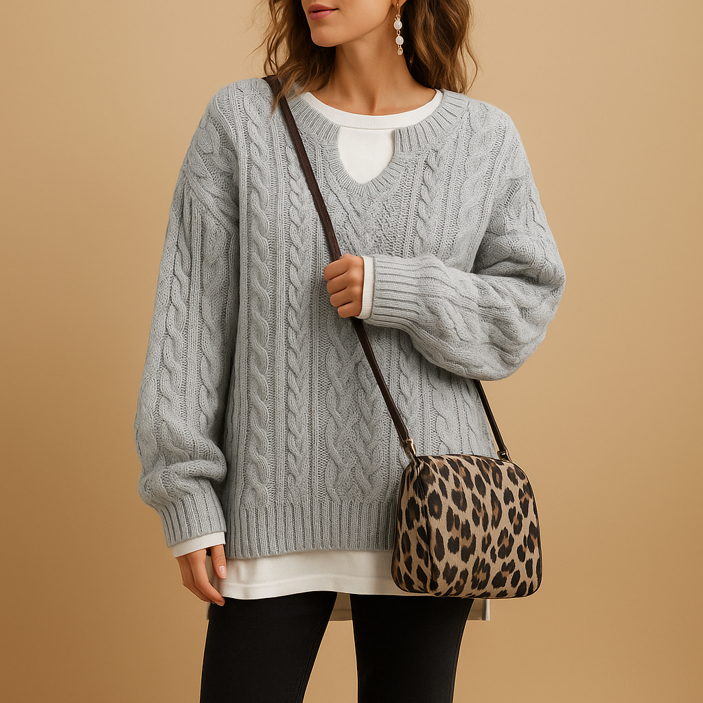 Breathable knitted V-neck sweater for women | Linde