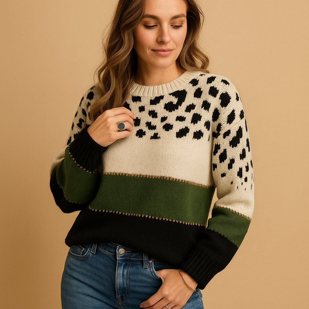 Women’s sweater with leopard print and comfortable fit | Malou