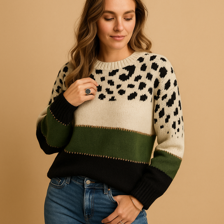 Women’s sweater with leopard print and comfortable fit | Malou