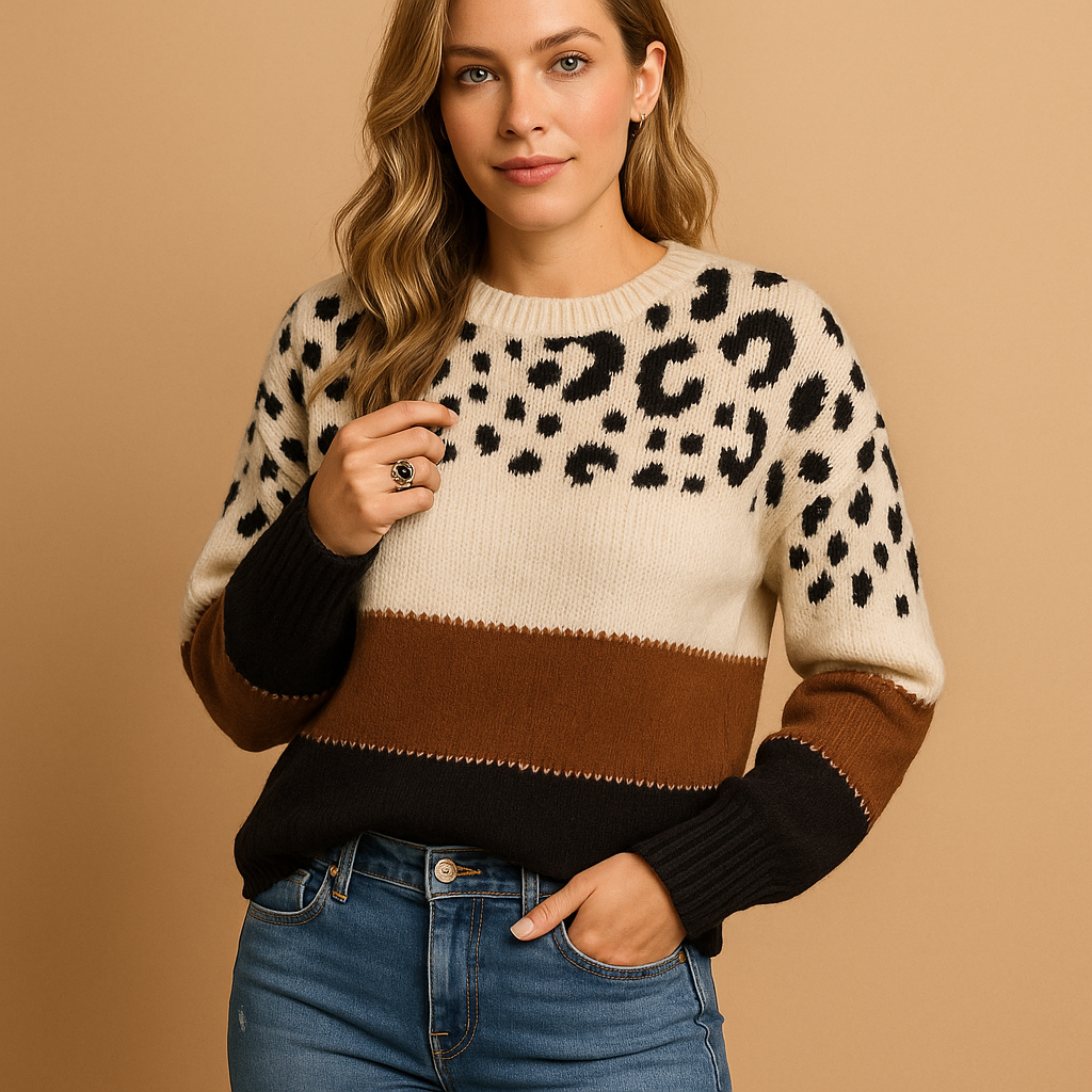 Women’s sweater with leopard print and comfortable fit | Malou