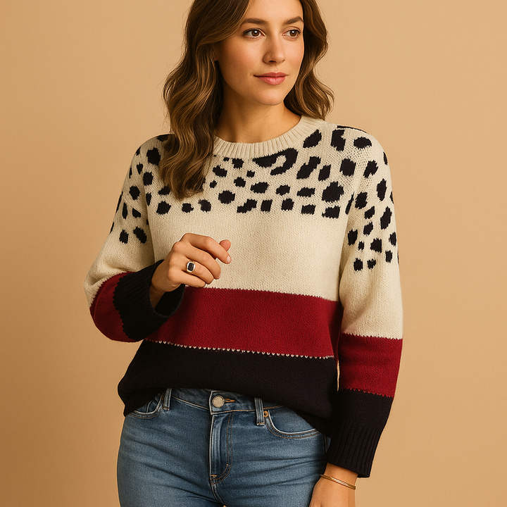 Women’s sweater with leopard print and comfortable fit | Malou