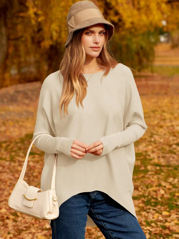 Women's Sweater Oversized Fit Soft Wool Blend Long Sleeves – Casual Style