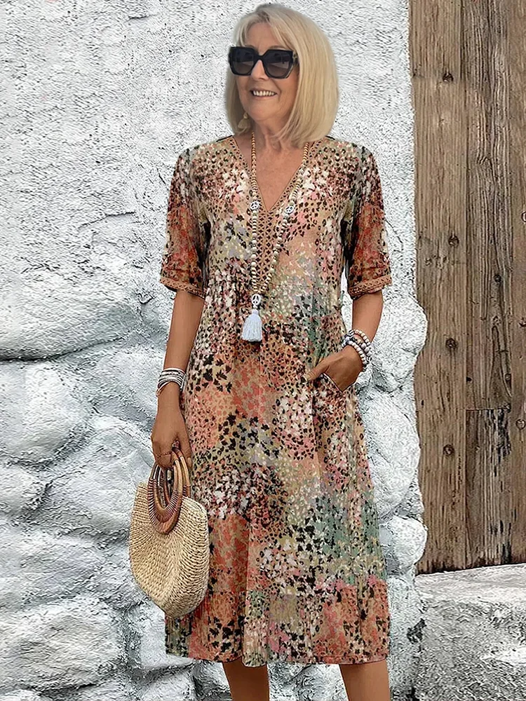 Dania | Vibrant Midi Dress with Pockets