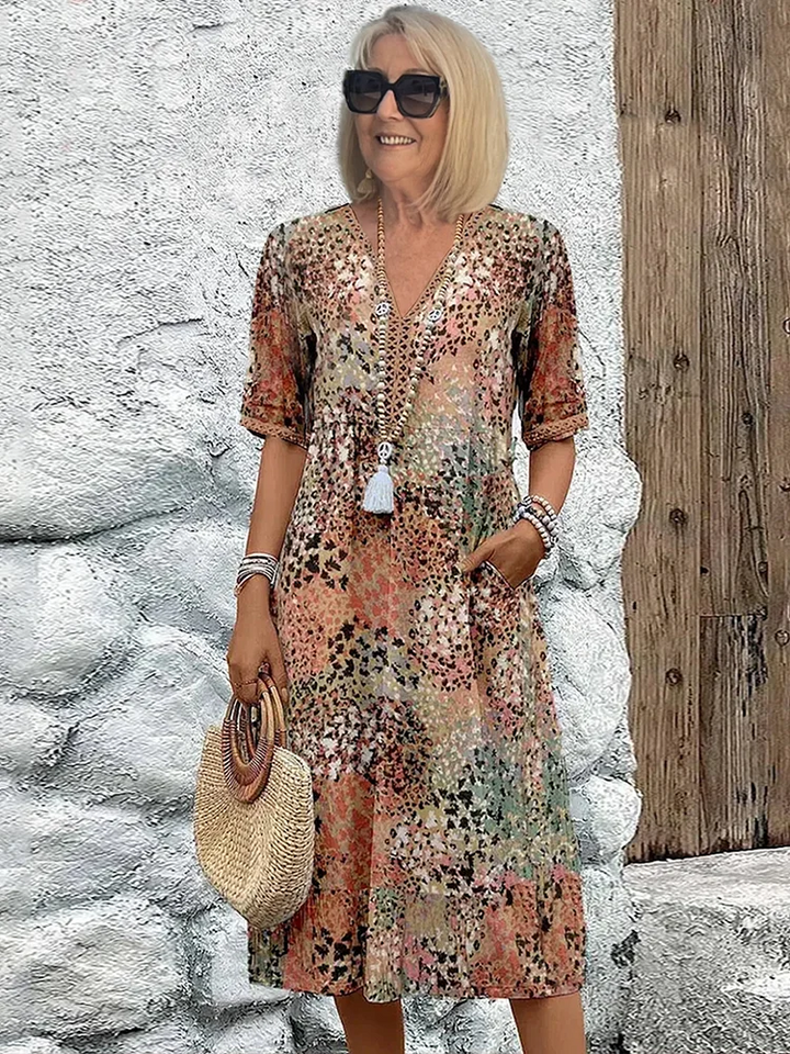 Dania | Vibrant Midi Dress with Pockets