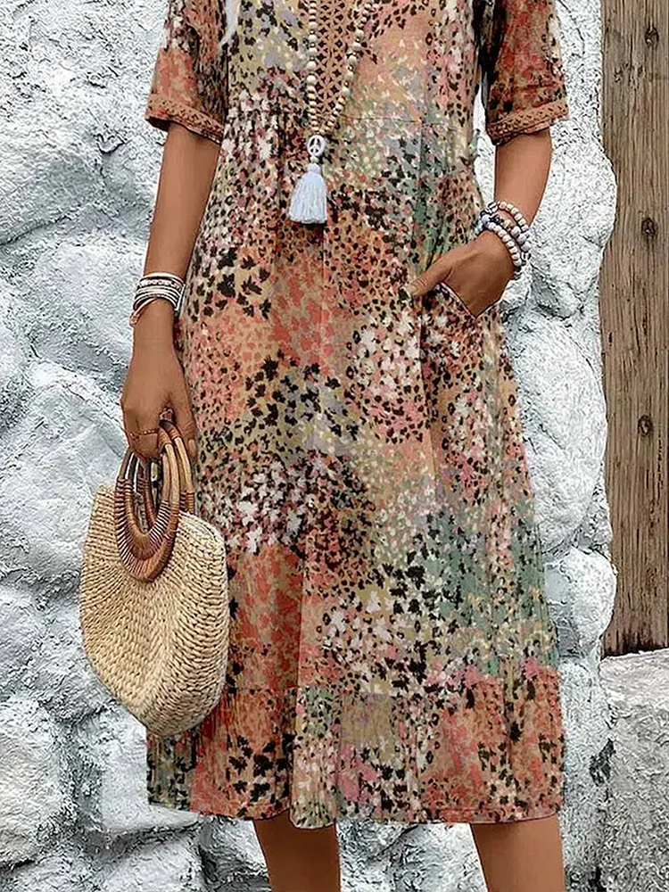 Dania | Vibrant Midi Dress with Pockets
