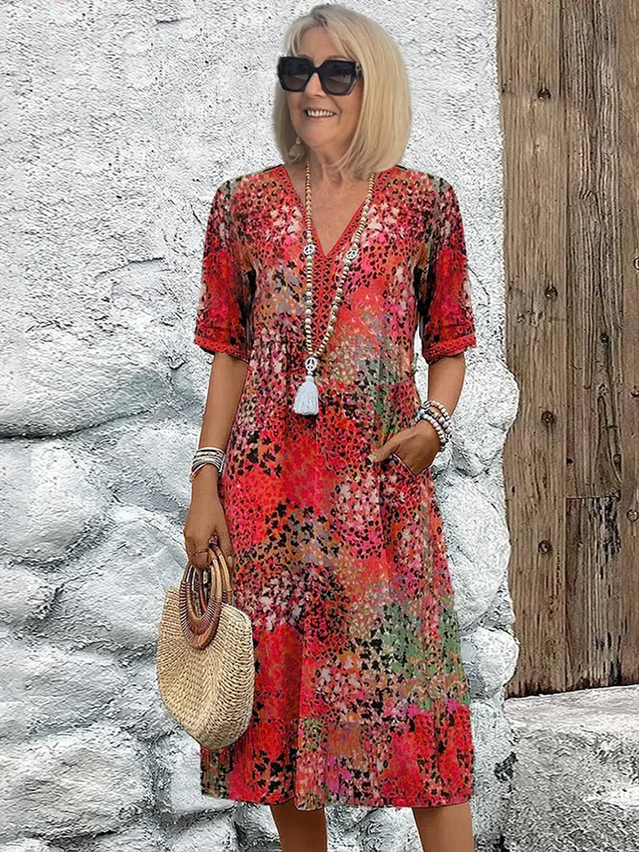 Dania | Vibrant Midi Dress with Pockets