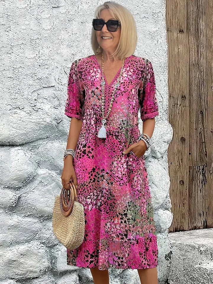 Dania | Vibrant Midi Dress with Pockets