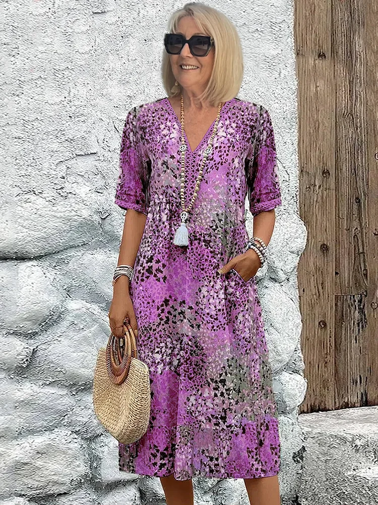 Dania | Vibrant Midi Dress with Pockets