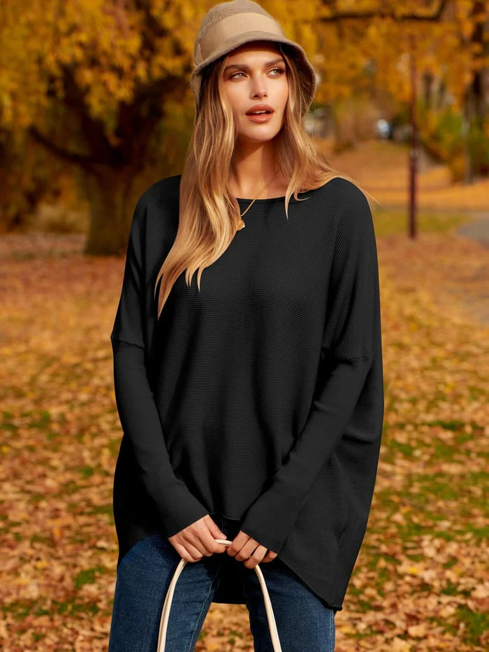 Women's Sweater Oversized Fit Soft Wool Blend Long Sleeves – Casual Style