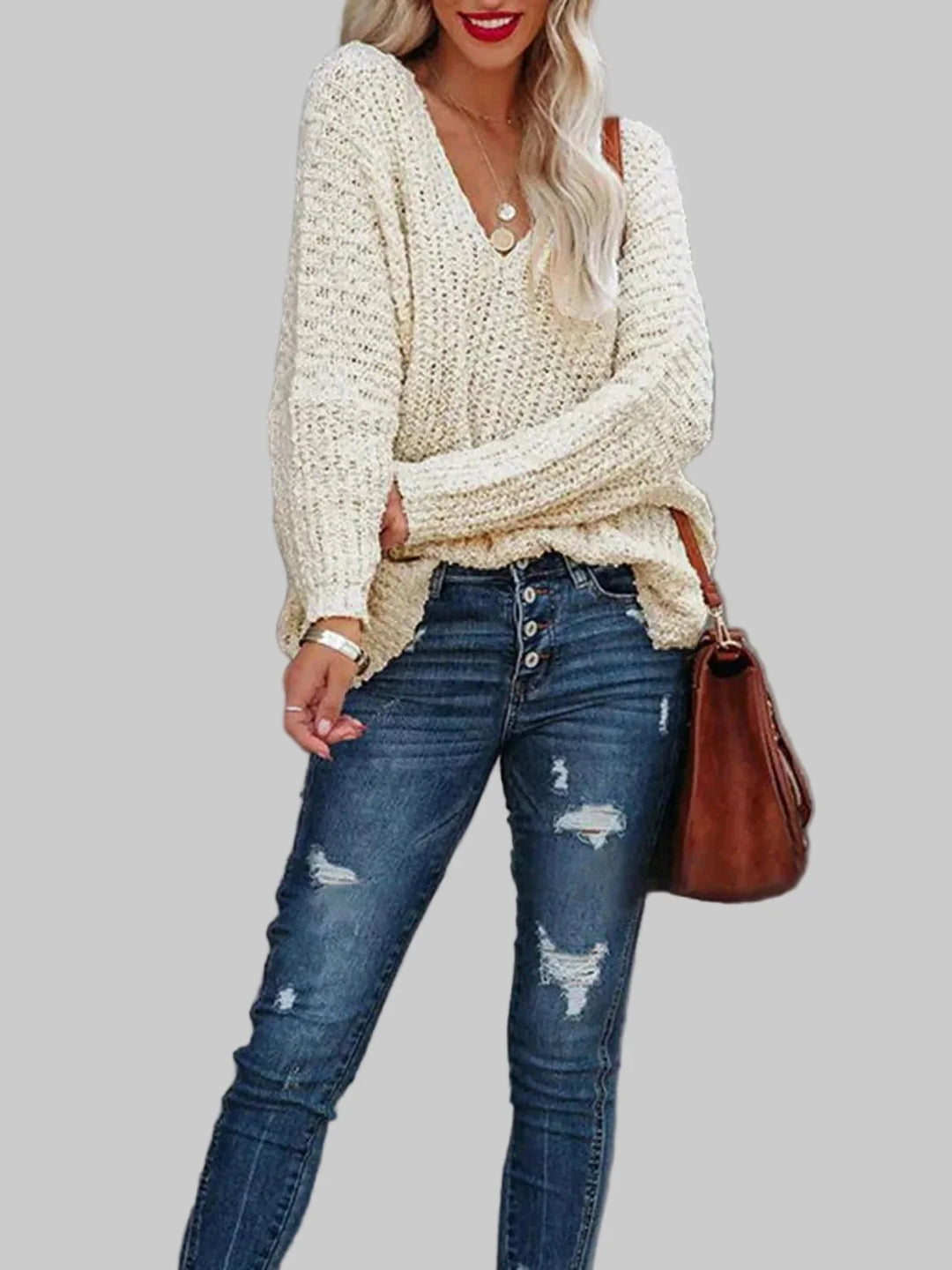 Fall V-Neck Long Sleeve Sweater