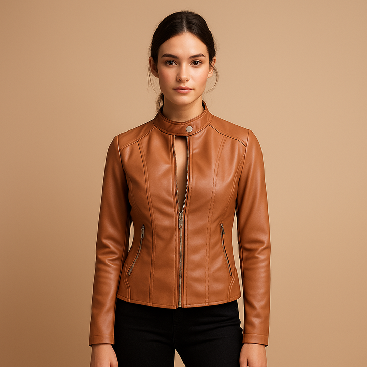 Faux leather biker jacket for women | Mila