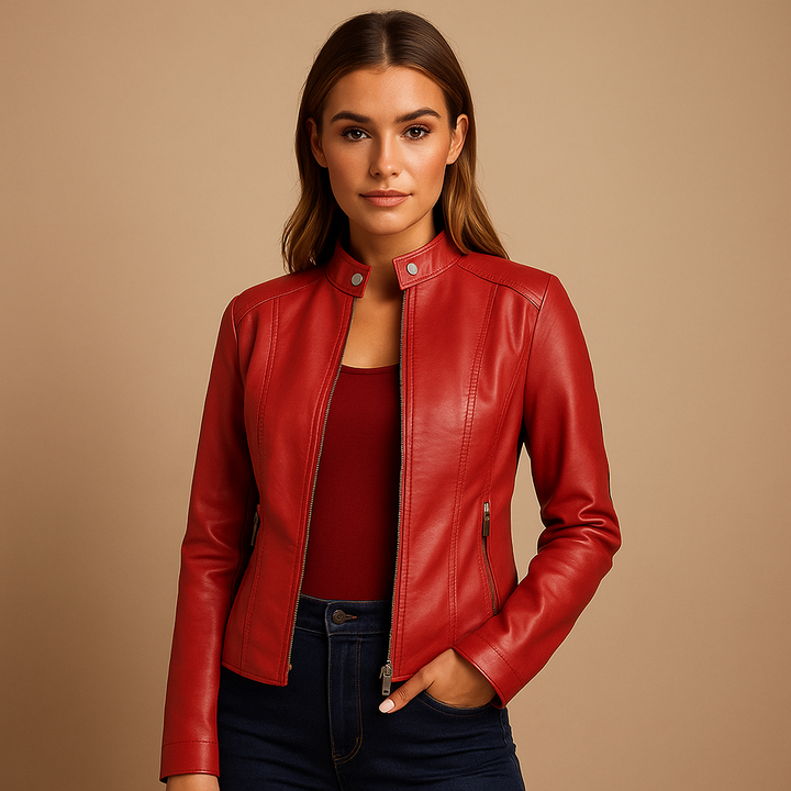 Faux leather biker jacket for women | Mila