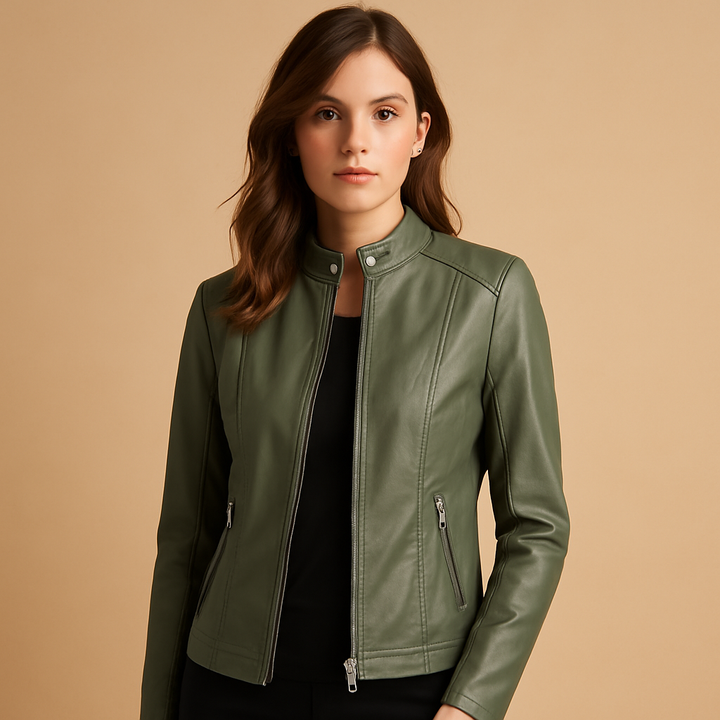 Faux leather biker jacket for women | Mila
