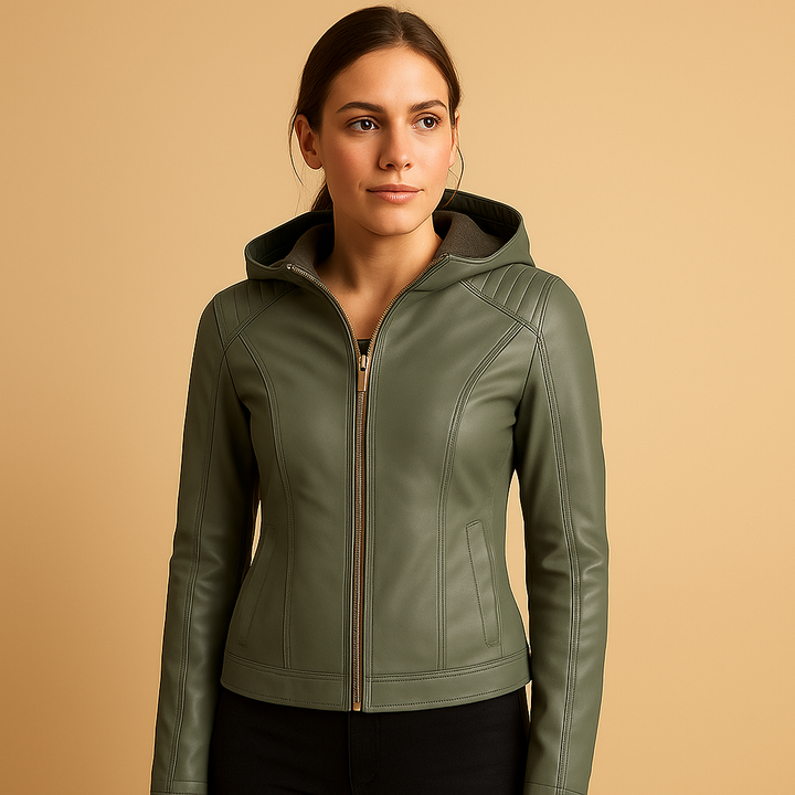 Faux leather hooded jacket for women | Jasmijn
