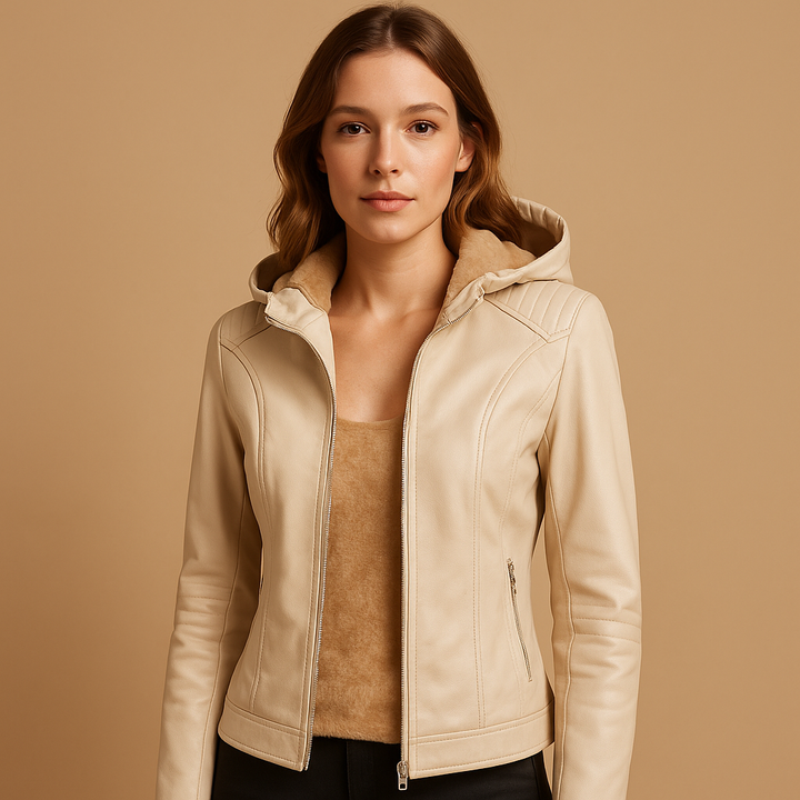 Faux leather hooded jacket for women | Jasmijn