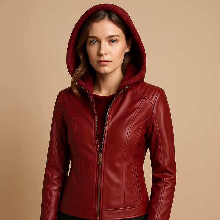 Faux leather hooded jacket for women | Jasmijn