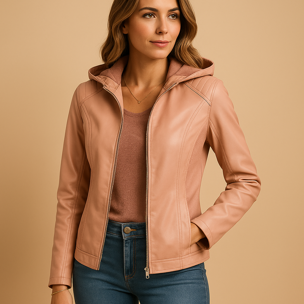 Faux leather hooded jacket for women | Jasmijn