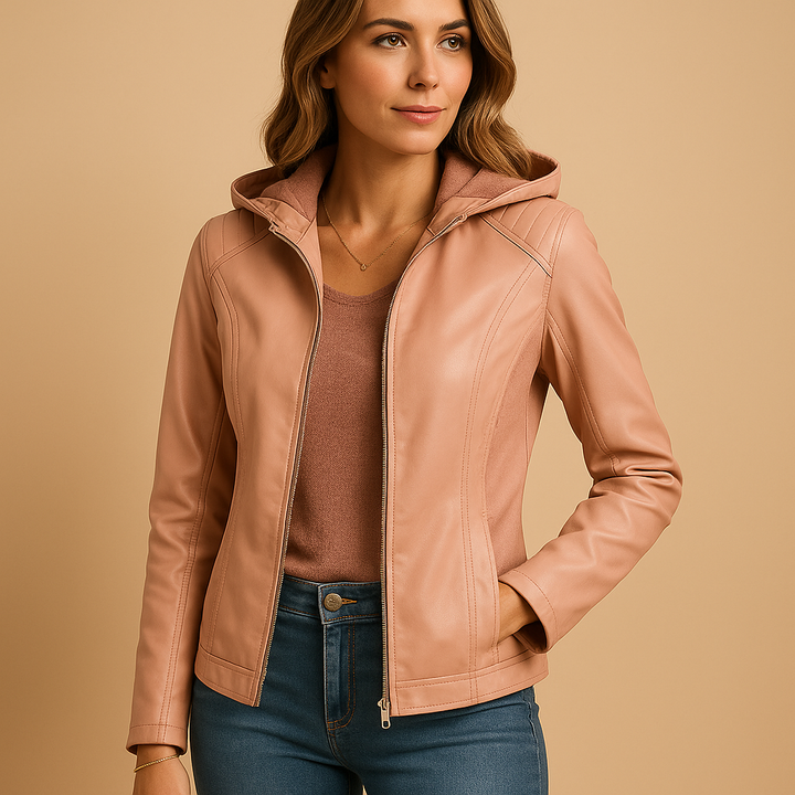 Faux leather hooded jacket for women | Jasmijn