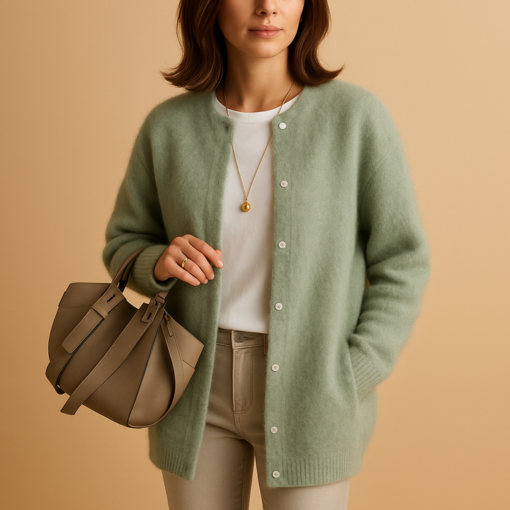 Knitted women’s cardigan with buttons and long sleeves | Liora  Do